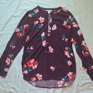 Old Navy Dark Purple Floral Blouse